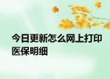 今日更新怎么网上打印医保明细