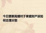 今日更新离婚对于家庭财产该如何合理分割