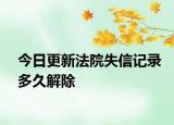 今日更新法院失信记录多久解除