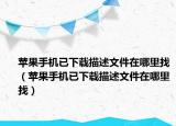苹果手机已下载描述文件在哪里找（苹果手机已下载描述文件在哪里找）