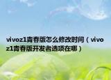 vivoz1青春版怎么修改时间（vivoz1青春版开发者选项在哪）