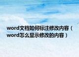 word文档如何标注修改内容（word怎么显示修改的内容）