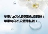 苹果八p怎么设置隐私密码锁（苹果8p怎么设置隐私锁）