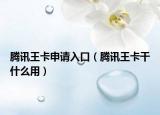腾讯王卡申请入口（腾讯王卡干什么用）