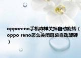 opporeno手机咋样关掉自动旋转（oppo reno怎么关闭屏幕自动旋转）