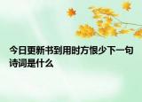 今日更新书到用时方恨少下一句诗词是什么