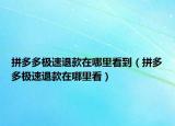 拼多多极速退款在哪里看到（拼多多极速退款在哪里看）