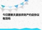 今日更新夫妻放弃财产约定协议有效吗