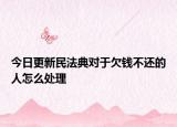 今日更新民法典对于欠钱不还的人怎么处理
