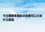 今日更新家暴起诉离婚可以主张什么赔偿