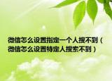 微信怎么设置指定一个人搜不到（微信怎么设置特定人搜索不到）