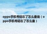 oppo手机号码忘了怎么查询（oppo手机号码忘了怎么查）