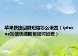 苹果快捷回复短信怎么设置（iphone短信快捷回复如何设置）