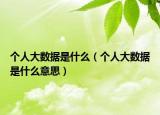 个人大数据是什么（个人大数据是什么意思）