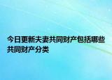今日更新夫妻共同财产包括哪些共同财产分类