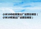 小米10中的恢复出厂设置在哪里（小米10恢复出厂设置在哪里）