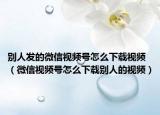 别人发的微信视频号怎么下载视频（微信视频号怎么下载别人的视频）