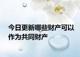 今日更新哪些财产可以作为共同财产