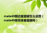 mate40侧边音量键怎么设置（mate40有实体音量键吗）