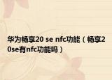 华为畅享20 se nfc功能（畅享20se有nfc功能吗）