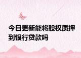 今日更新能将股权质押到银行贷款吗