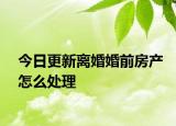 今日更新离婚婚前房产怎么处理