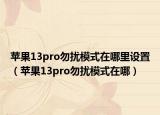 苹果13pro勿扰模式在哪里设置（苹果13pro勿扰模式在哪）