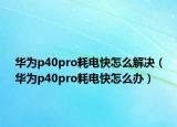 华为p40pro耗电快怎么解决（华为p40pro耗电快怎么办）