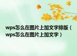 wps怎么在图片上加文字排版（wps怎么在图片上加文字）