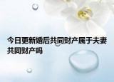 今日更新婚后共同财产属于夫妻共同财产吗