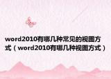 word2010有哪几种常见的视图方式（word2010有哪几种视图方式）