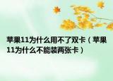 苹果11为什么用不了双卡（苹果11为什么不能装两张卡）