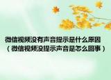 微信视频没有声音提示是什么原因（微信视频没提示声音是怎么回事）