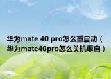 华为mate 40 pro怎么重启动（华为mate40pro怎么关机重启）