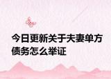 今日更新关于夫妻单方债务怎么举证