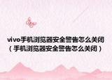 vivo手机浏览器安全警告怎么关闭（手机浏览器安全警告怎么关闭）