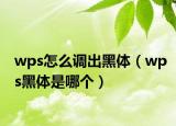wps怎么调出黑体（wps黑体是哪个）