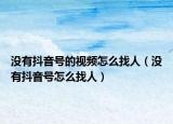 没有抖音号的视频怎么找人（没有抖音号怎么找人）