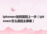 iphonexr如何返回上一步（iphonexr怎么返回主屏幕）