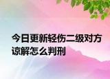 今日更新轻伤二级对方谅解怎么判刑