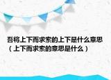 吾将上下而求索的上下是什么意思（上下而求索的意思是什么）