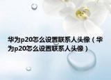 华为p20怎么设置联系人头像（华为p20怎么设置联系人头像）
