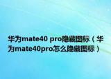 华为mate40 pro隐藏图标（华为mate40pro怎么隐藏图标）