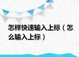 怎样快速输入上标（怎么输入上标）