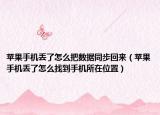 苹果手机丢了怎么把数据同步回来（苹果手机丢了怎么找到手机所在位置）