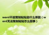 word不能复制粘贴是什么原因（word无法复制粘贴怎么回事）