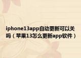 iphone13app自动更新可以关吗（苹果13怎么更新app软件）