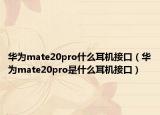 华为mate20pro什么耳机接口（华为mate20pro是什么耳机接口）