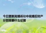 今日更新离婚诉讼中离婚后财产分割需要什么证据