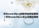 华为mate30pro的软件如何设置锁（华为mate30pro怎么设置应用锁）